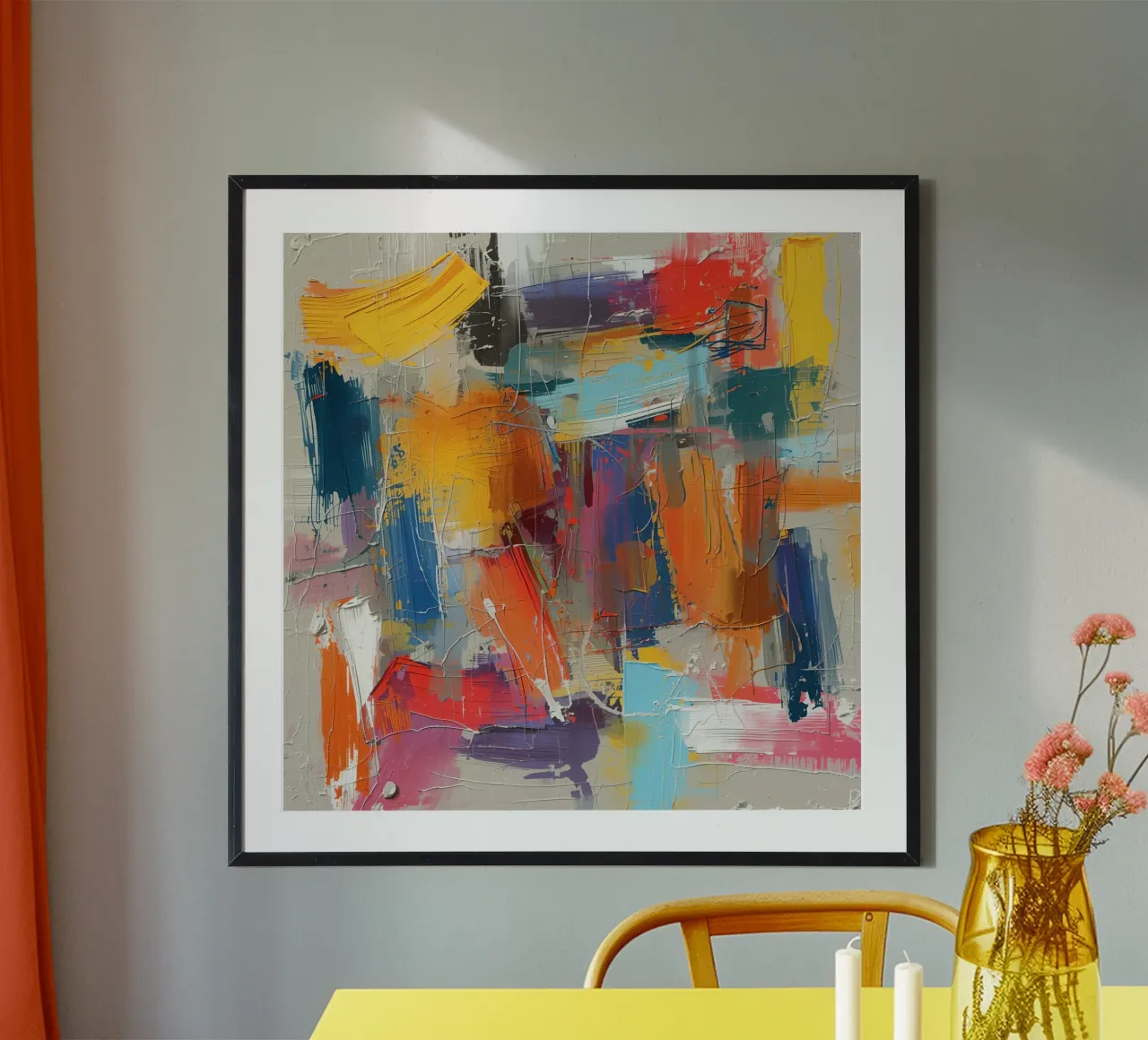 Pittura astratta con pennellate strutturate poster con telaio in alluminio da DesignDoodle