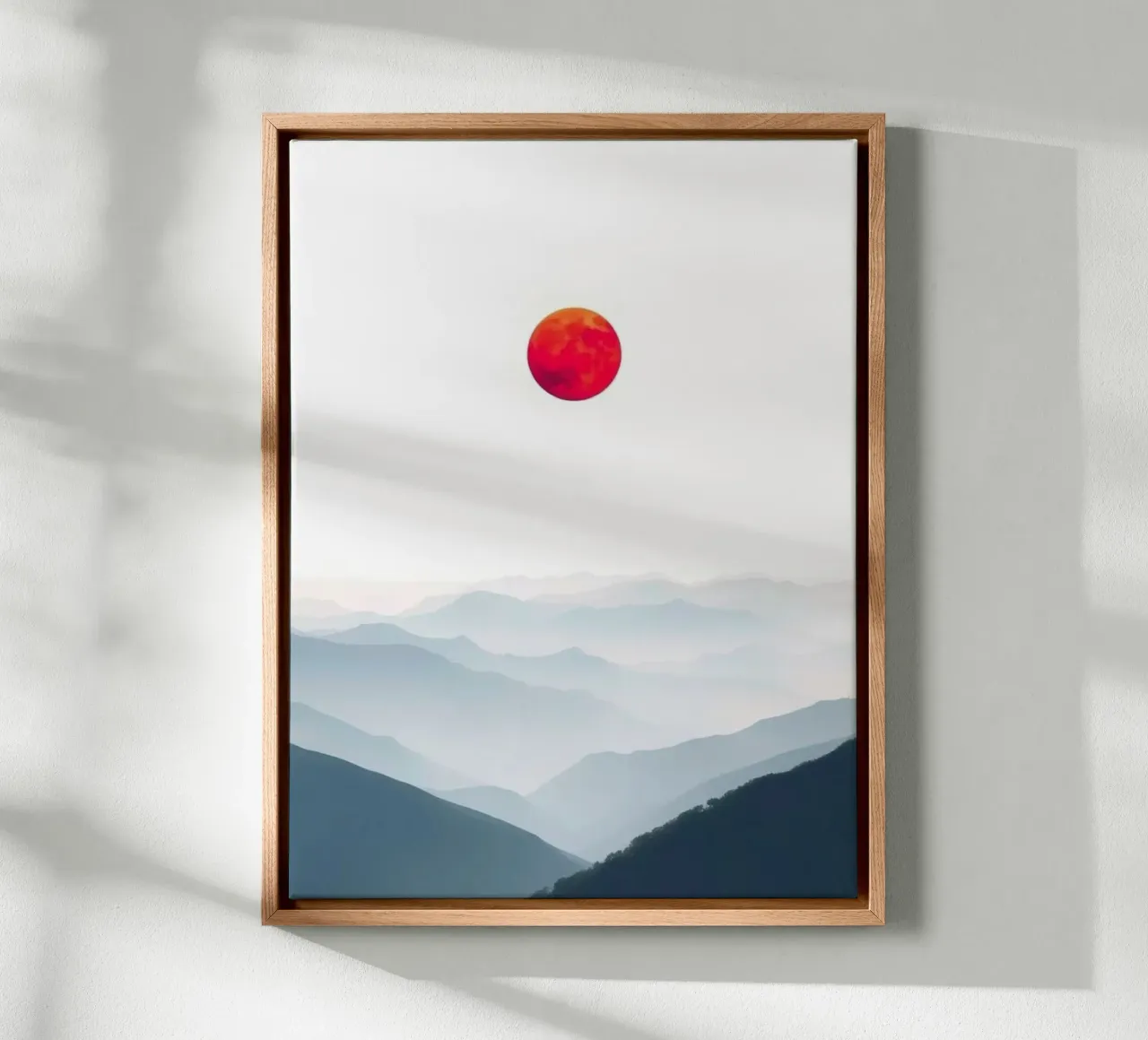 Un globo cremisi su montagne nebbiose: Un sereno omaggio all'Ukiyo-e tela con Cornice a cassetta da Artistic-shop