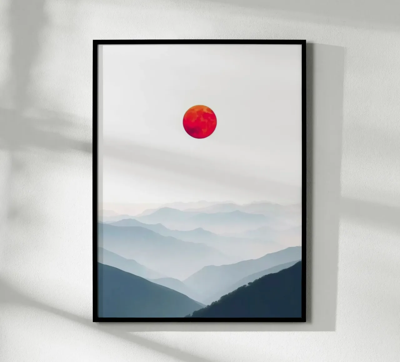 Un globo cremisi su montagne nebbiose: Un sereno omaggio all'Ukiyo-e poster da Artistic-shop