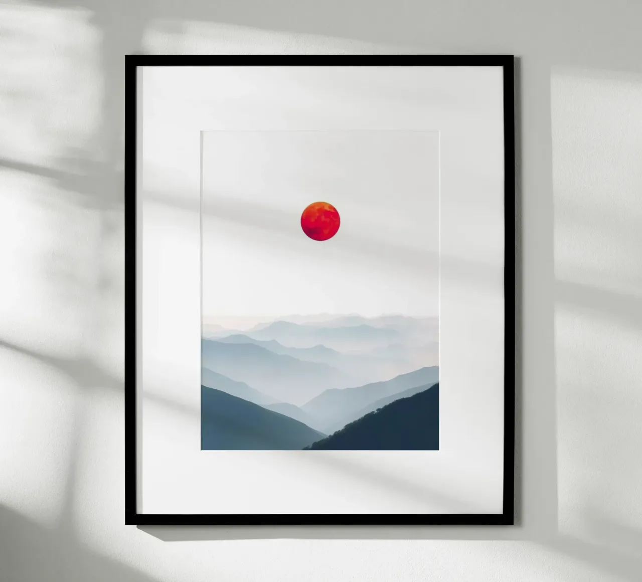 Un globo cremisi su montagne nebbiose: Un sereno omaggio all'Ukiyo-e poster da Artistic-shop