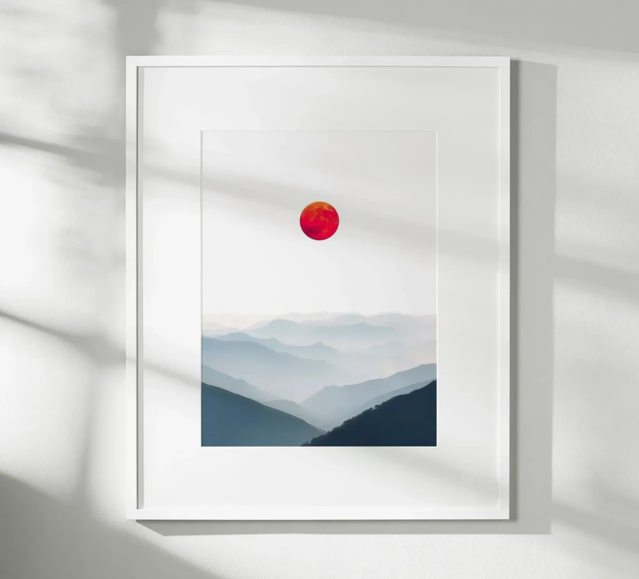 Un globo cremisi su montagne nebbiose: Un sereno omaggio all'Ukiyo-e poster da Artistic-shop