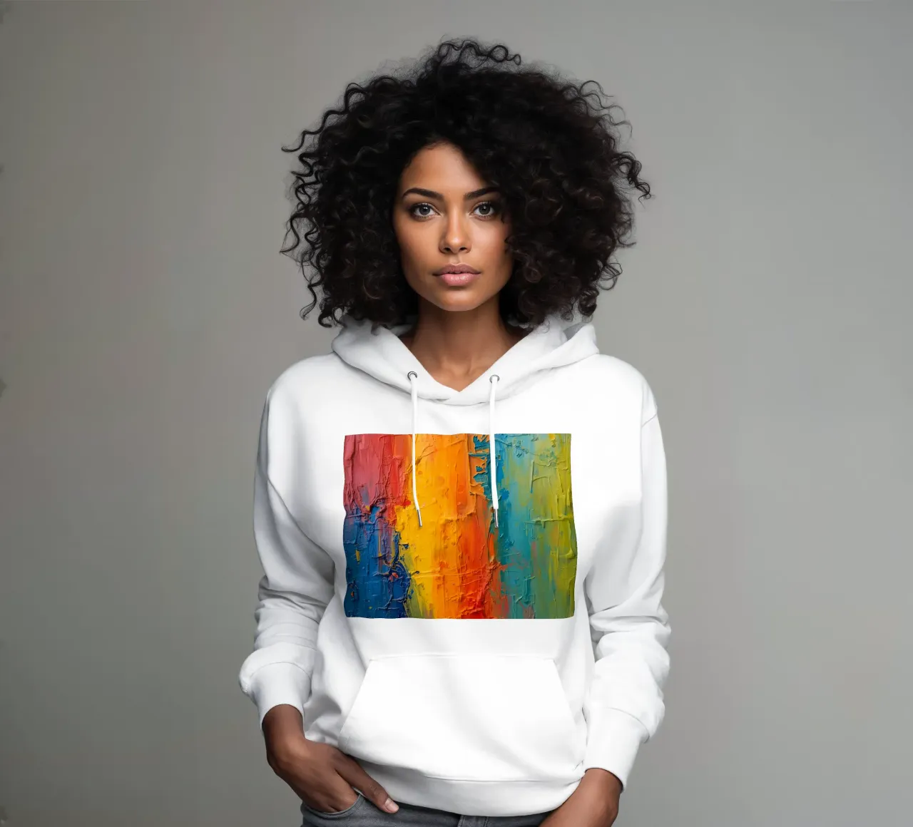Pittura astratta con vernice colorata e strutturata felpa con cappuccio da DesignDoodle