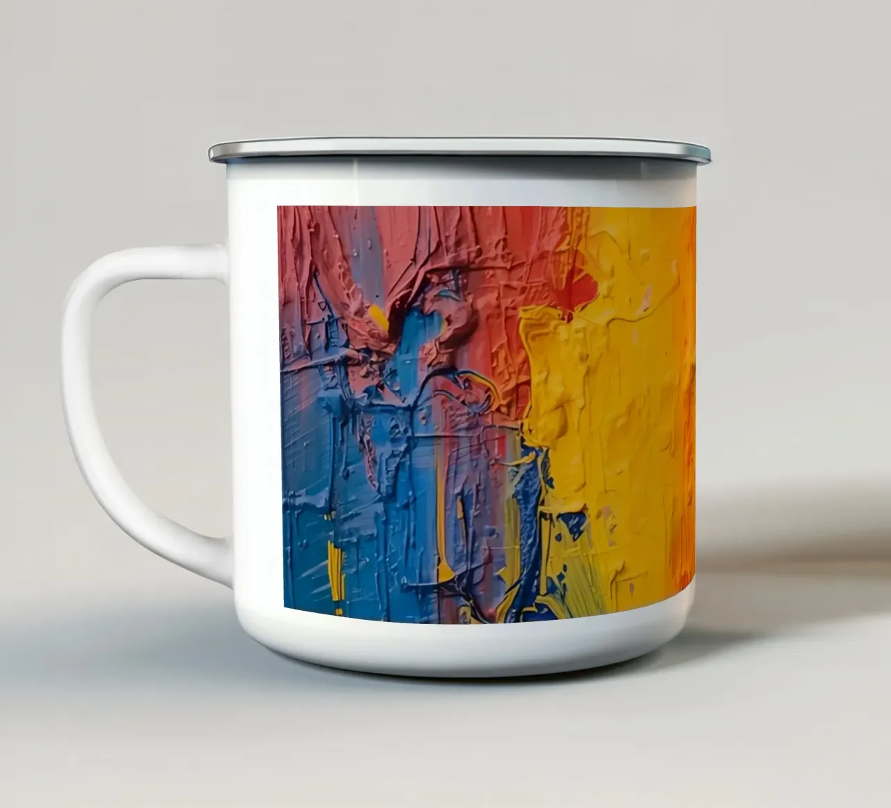 Pittura astratta con vernice colorata e strutturata tazza in smalto da DesignDoodle