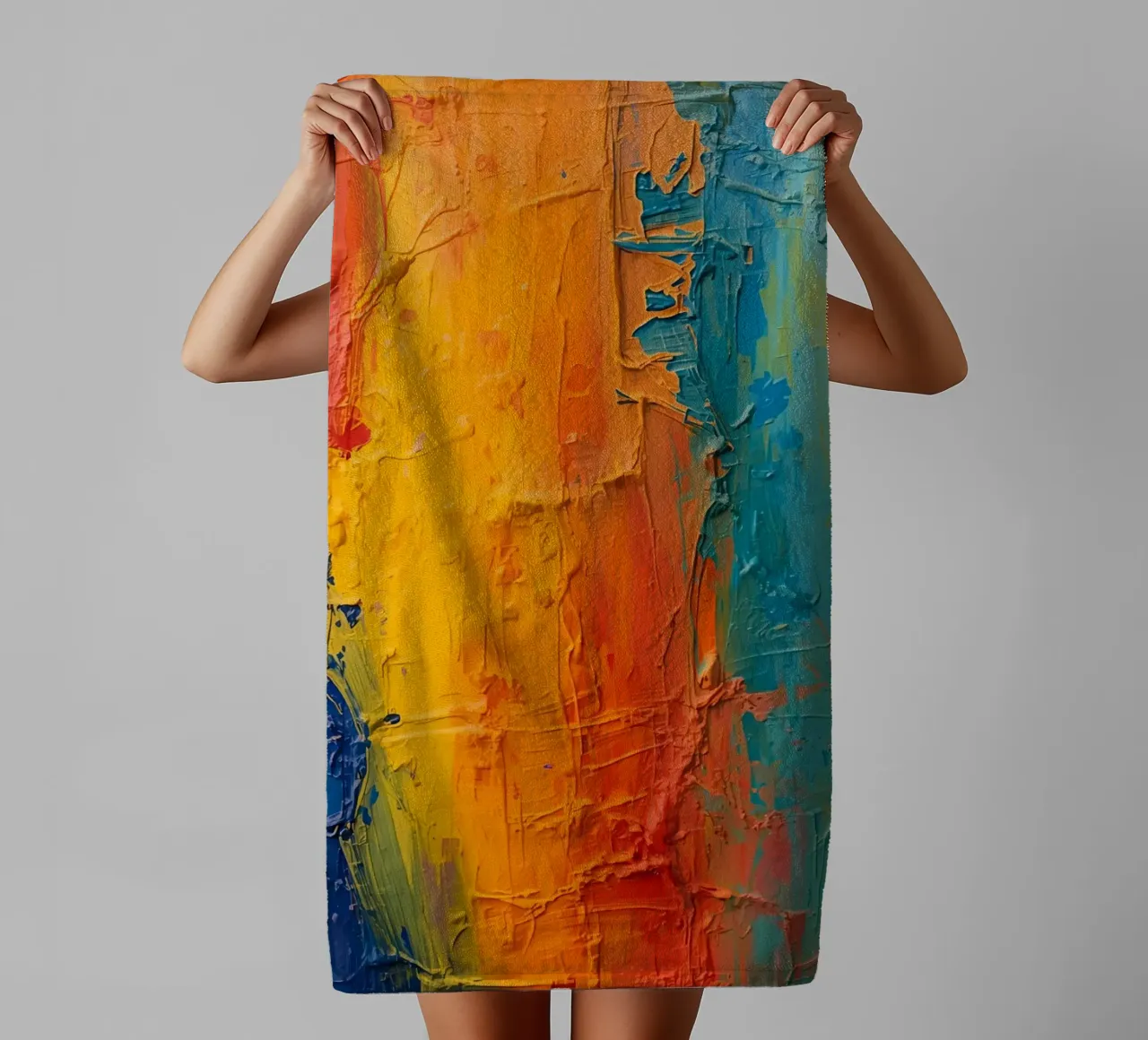 Abstract Painting with Textured Colorful Paint towel by DesignDoodle