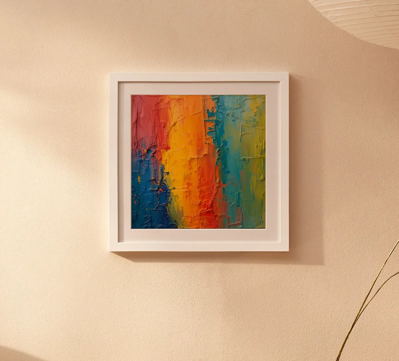 Pittura astratta con vernice colorata e strutturata poster con telaio in alluminio da DesignDoodle