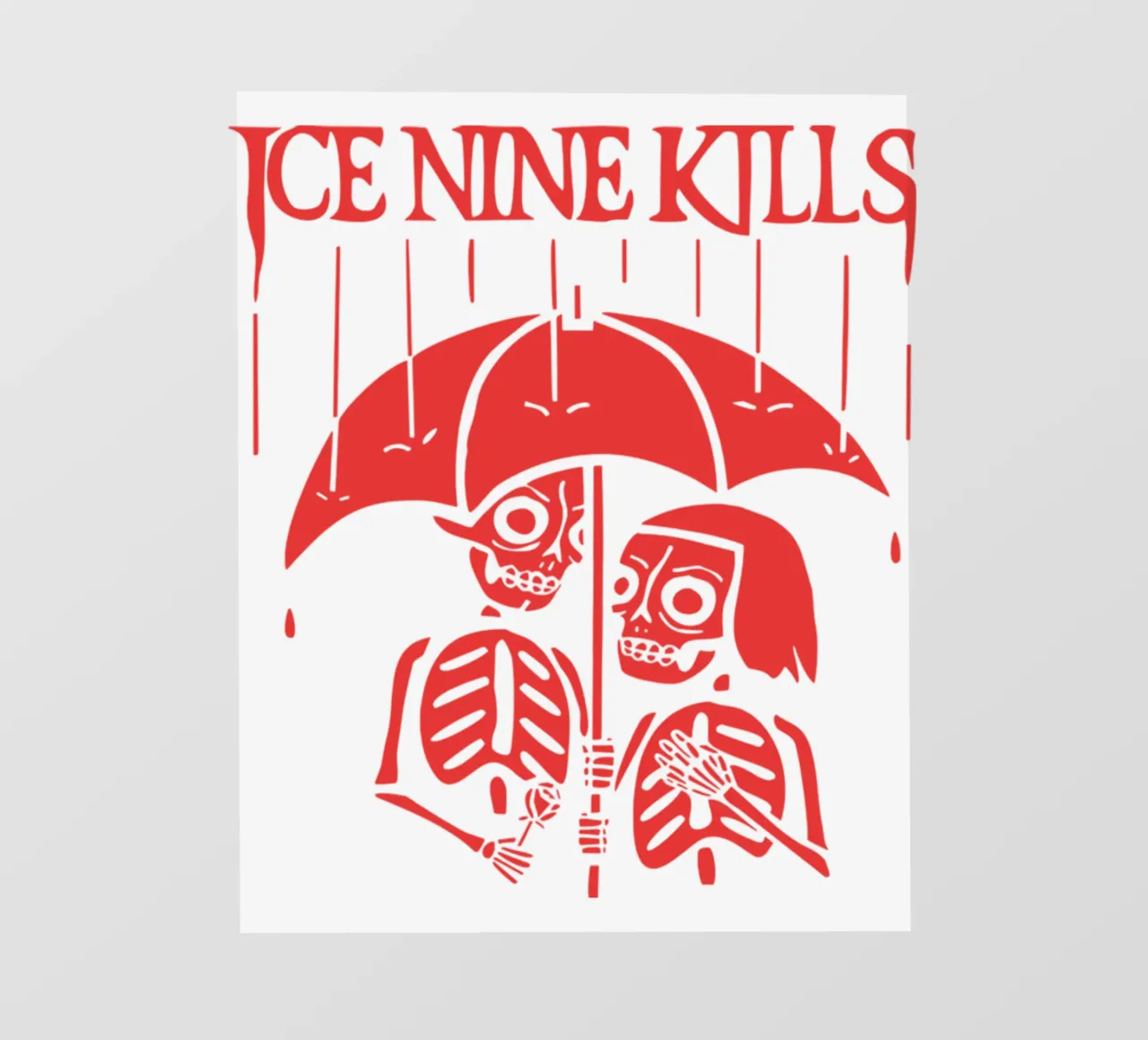 Maglietta Skeleton Under Rain Ice Nine Kills telo in pvc da igoshartwrks