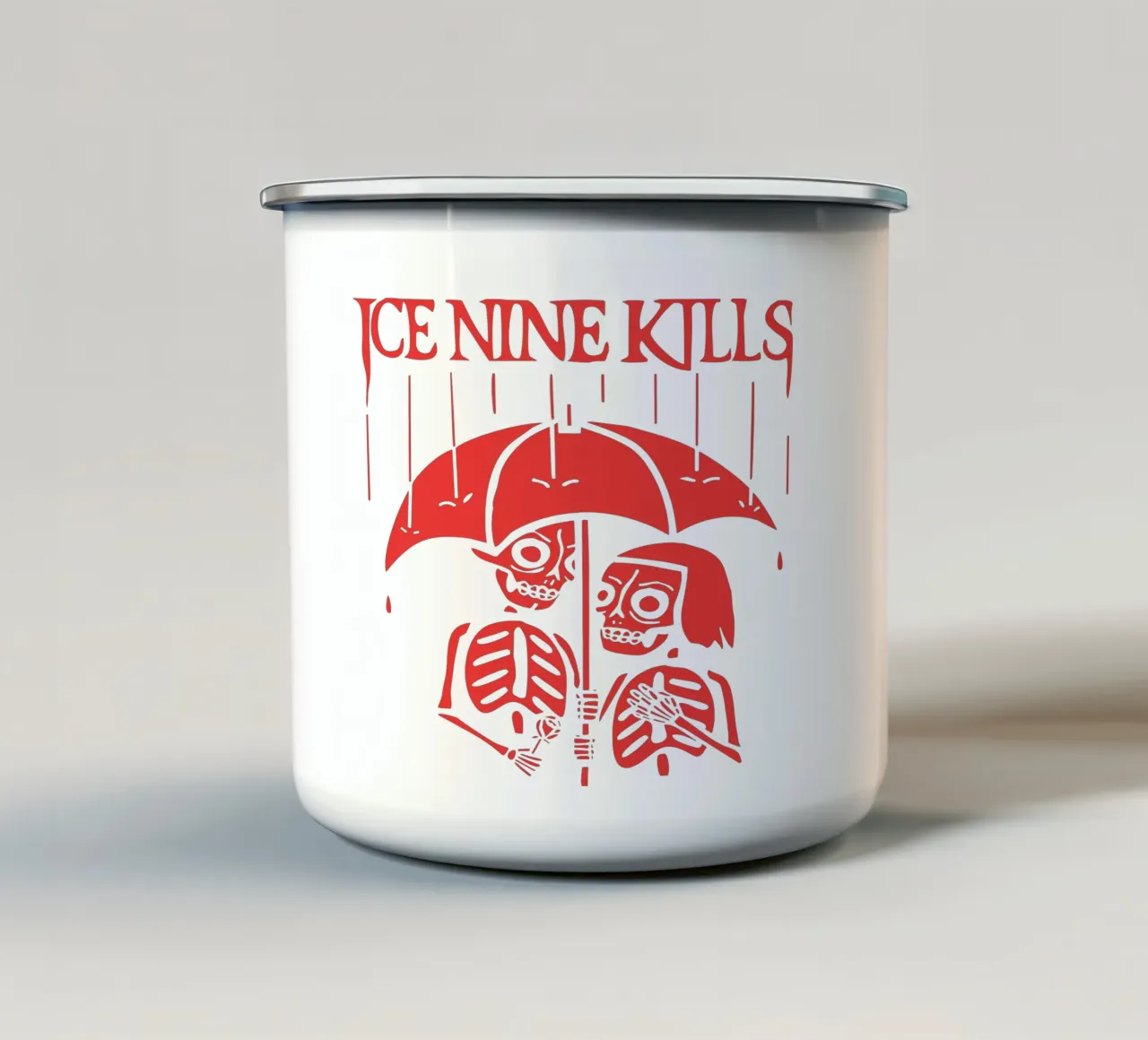 Maglietta Skeleton Under Rain Ice Nine Kills tazza in smalto da igoshartwrks