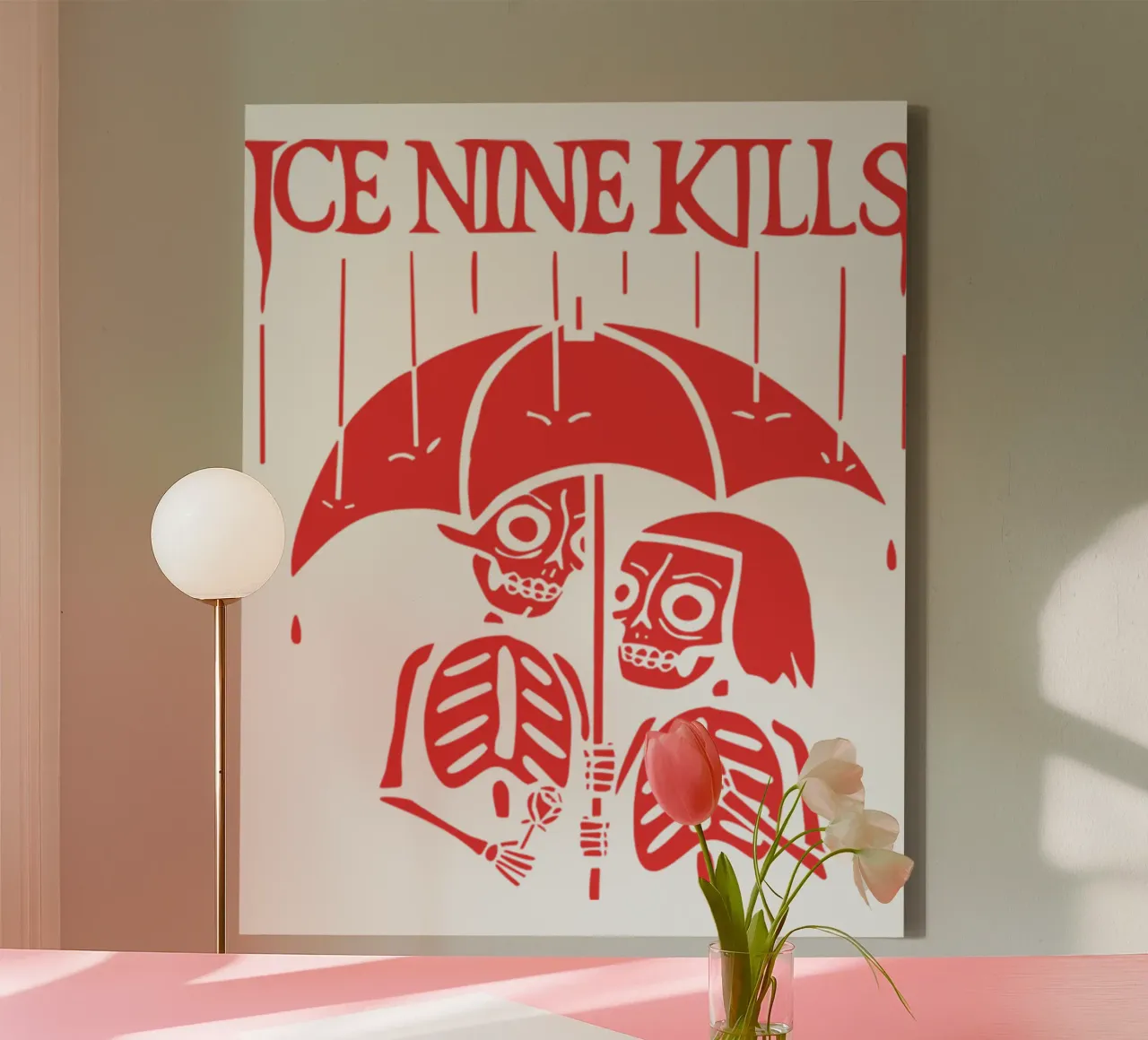 Maglietta Skeleton Under Rain Ice Nine Kills tela con Cornice a cassetta da igoshartwrks