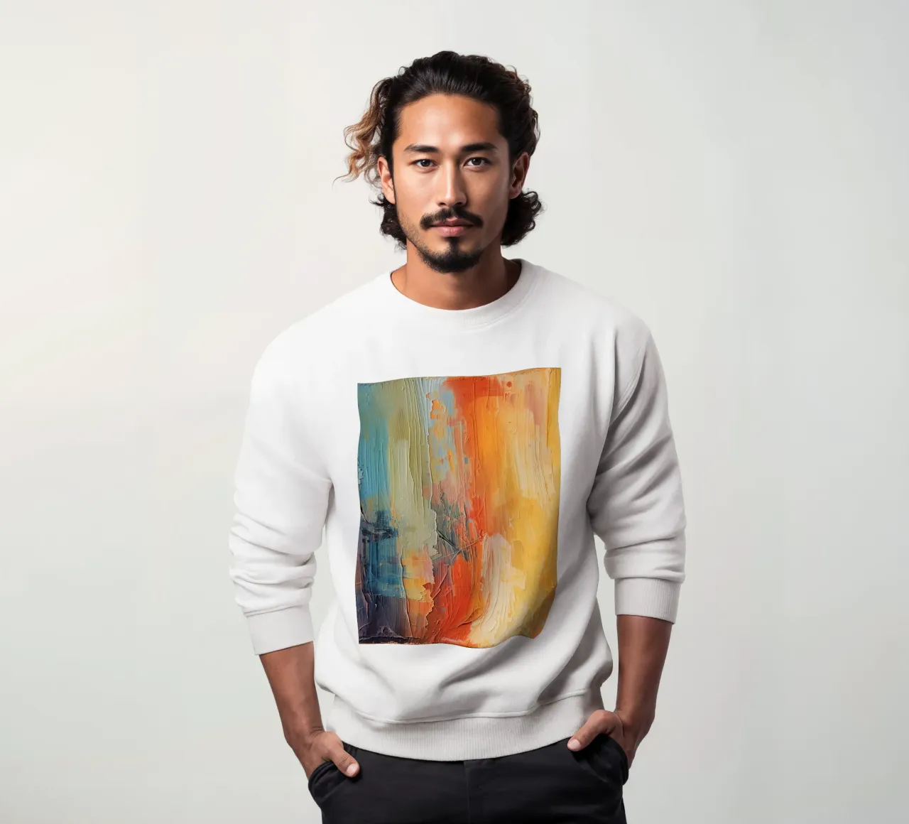 Pittura astratta con pennellate verticali a texture felpa da DesignDoodle