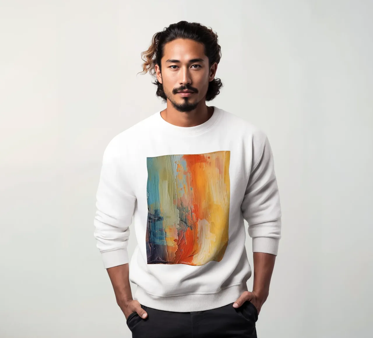 Pittura astratta con pennellate verticali a texture felpa da DesignDoodle