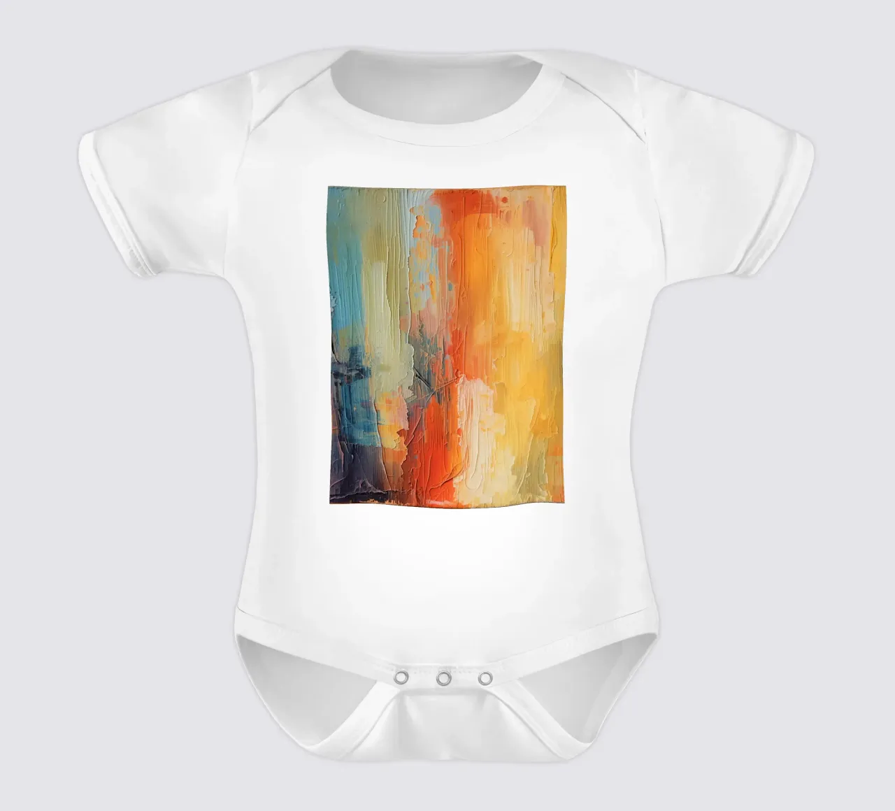 Pittura astratta con pennellate verticali a texture body neonato maniche corte da DesignDoodle