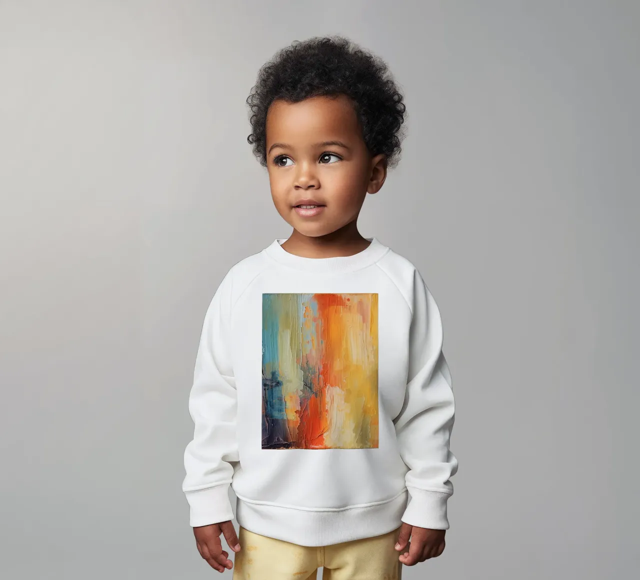 Pittura astratta con pennellate verticali a texture felpa neonato da DesignDoodle