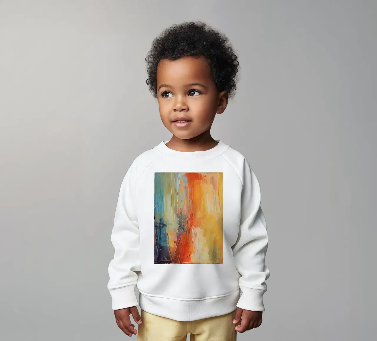 Pittura astratta con pennellate verticali a texture felpa neonato da DesignDoodle