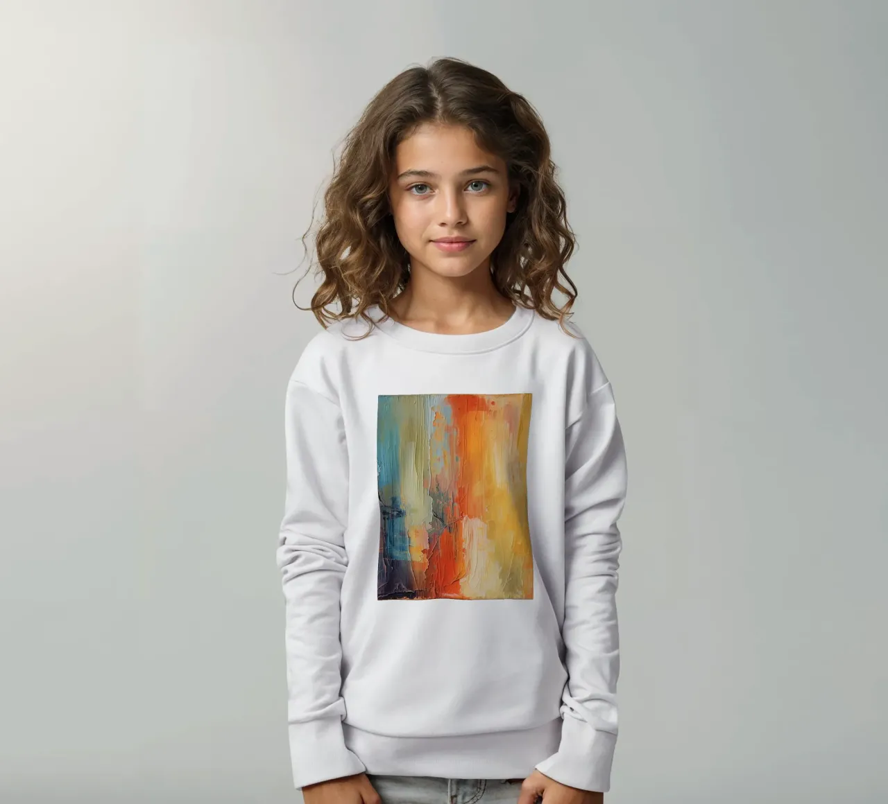 Pittura astratta con pennellate verticali a texture felpa bambino da DesignDoodle