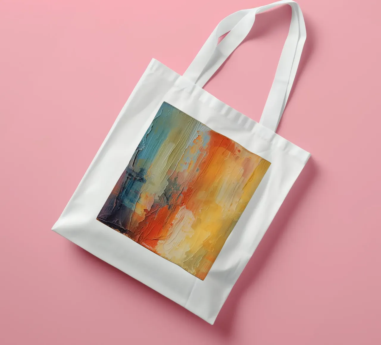Pittura astratta con pennellate verticali a texture borsa in juta da DesignDoodle