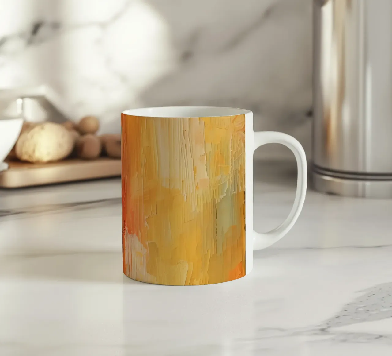 Pittura astratta con pennellate verticali a texture tazza in ceramica da DesignDoodle