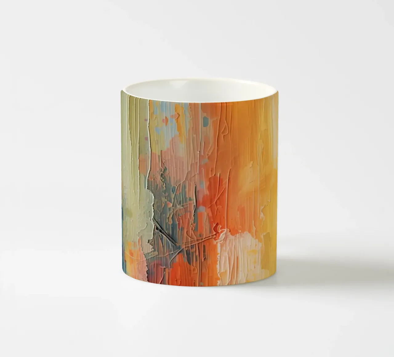 Pittura astratta con pennellate verticali a texture tazza in ceramica da DesignDoodle