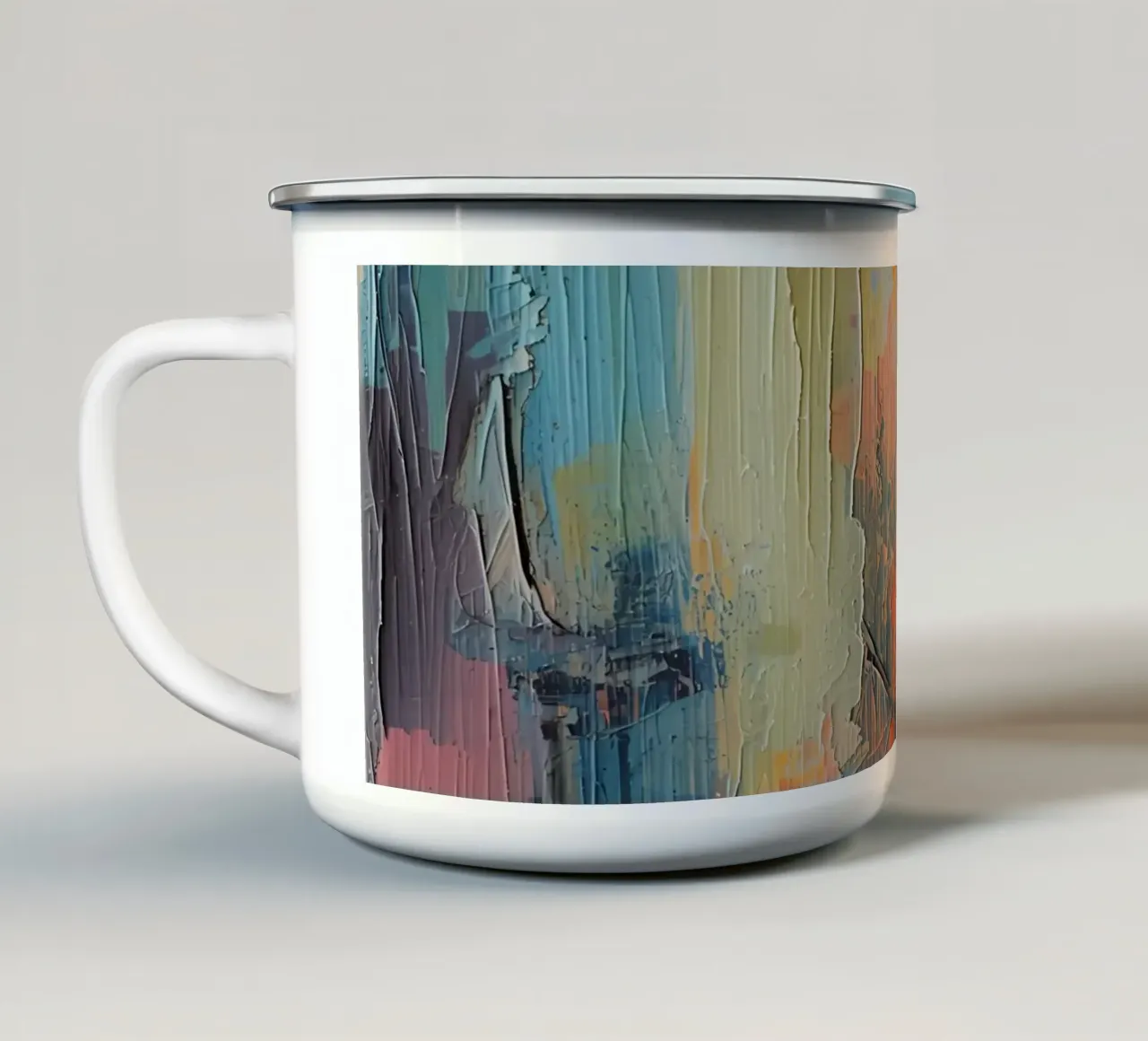 Pittura astratta con pennellate verticali a texture tazza in smalto da DesignDoodle