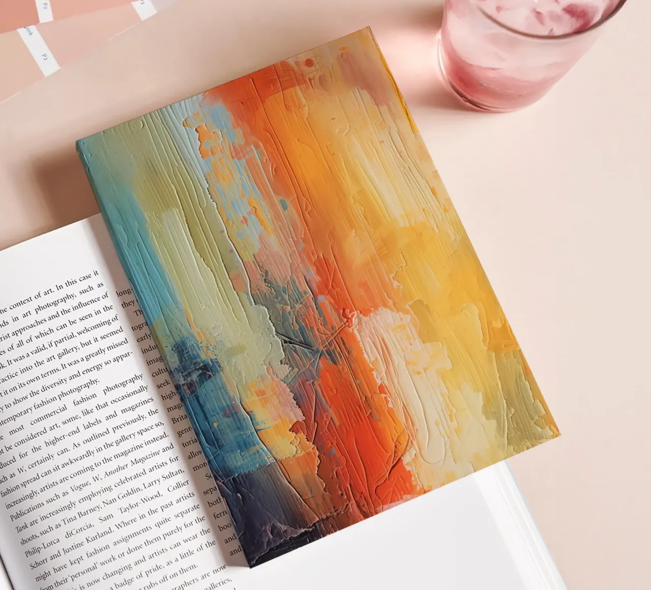 Abstract Painting with Vertical Textured Brushstrokes notebook by DesignDoodle