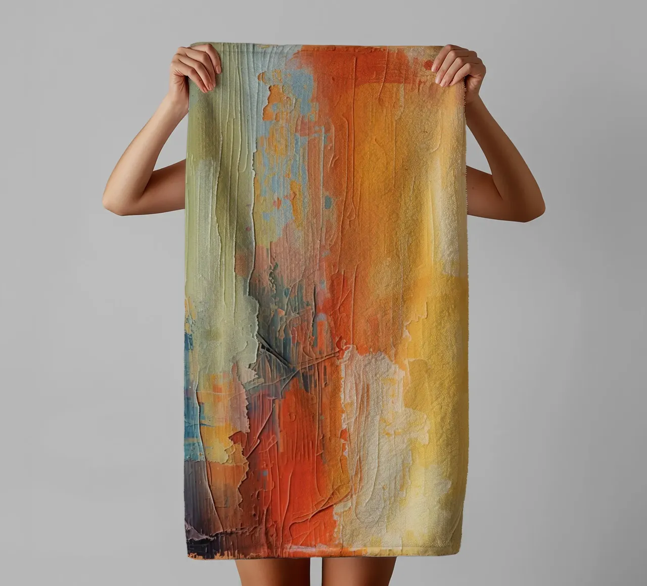 Pittura astratta con pennellate verticali a texture asciugamano da bagno da DesignDoodle
