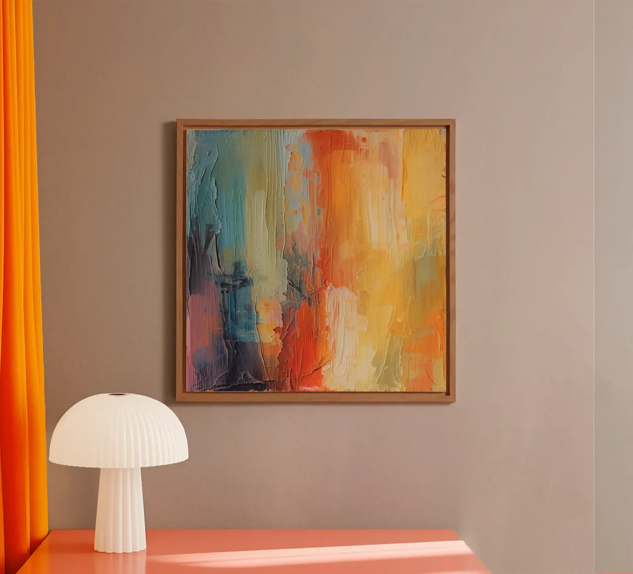 Pittura astratta con pennellate verticali a texture alluminio dibond da DesignDoodle