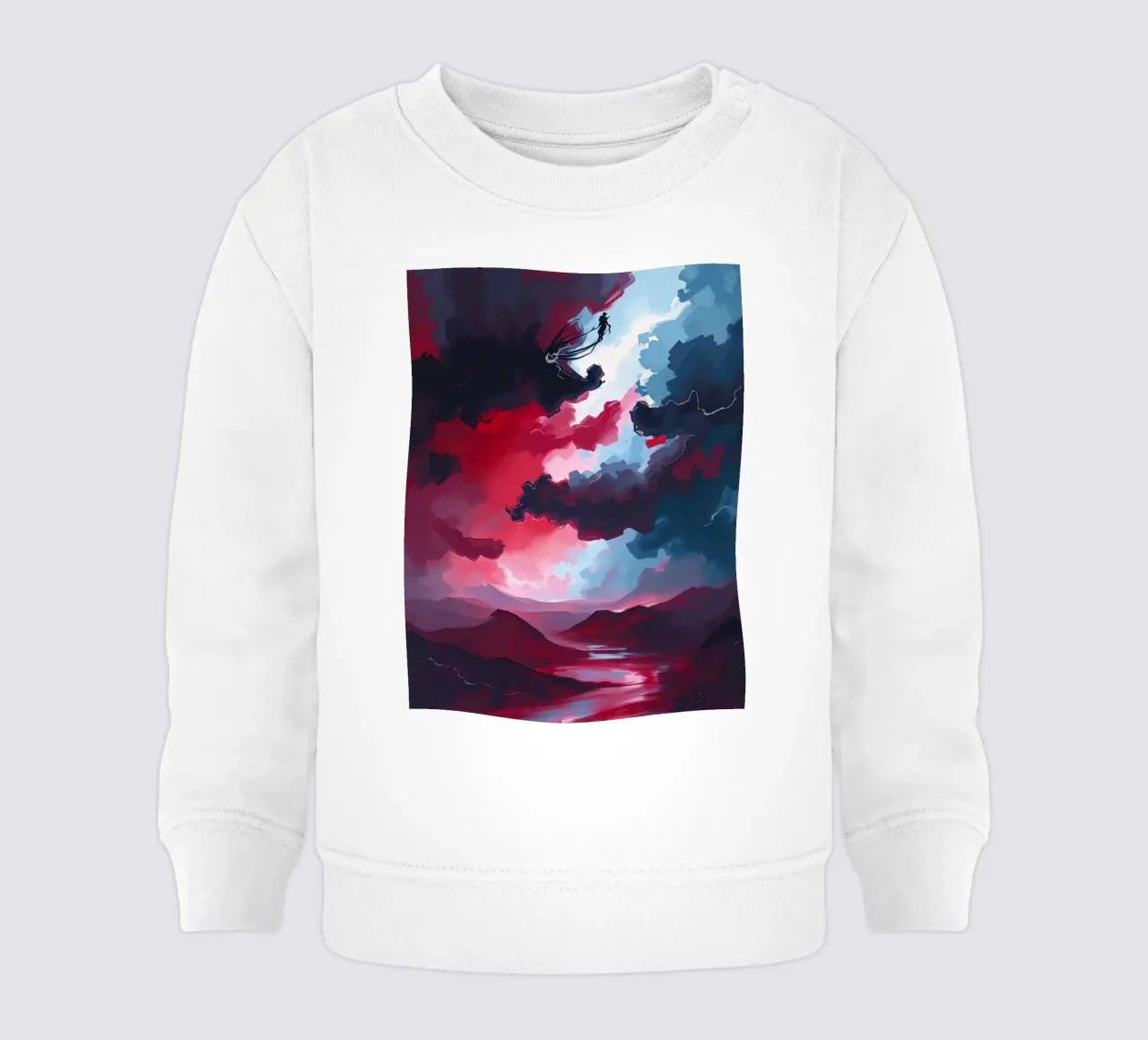 Paesaggio astratto rosso con figure in un cielo nuvoloso felpa neonato da DesignDoodle
