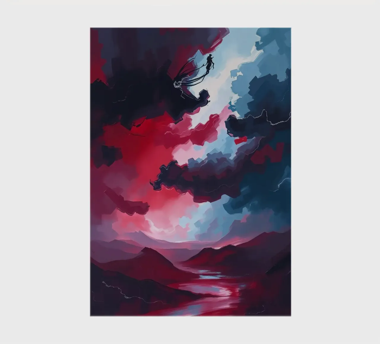 Abstract Red Landscape with Figures in Cloudy Sky notebook by DesignDoodle