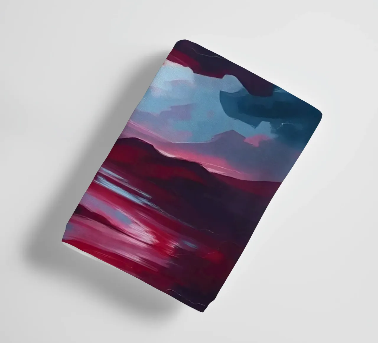 Abstract Red Landscape with Figures in Cloudy Sky towel by DesignDoodle