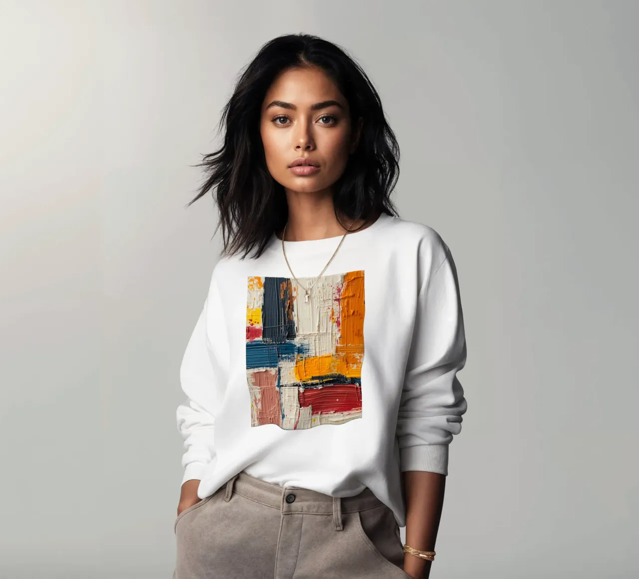 Abstract Square Painting with Textured Color Blocks sweatshirt by DesignDoodle