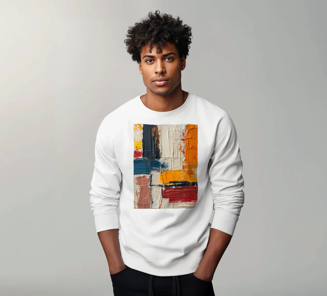 Abstract Square Painting with Textured Color Blocks sweatshirt by DesignDoodle