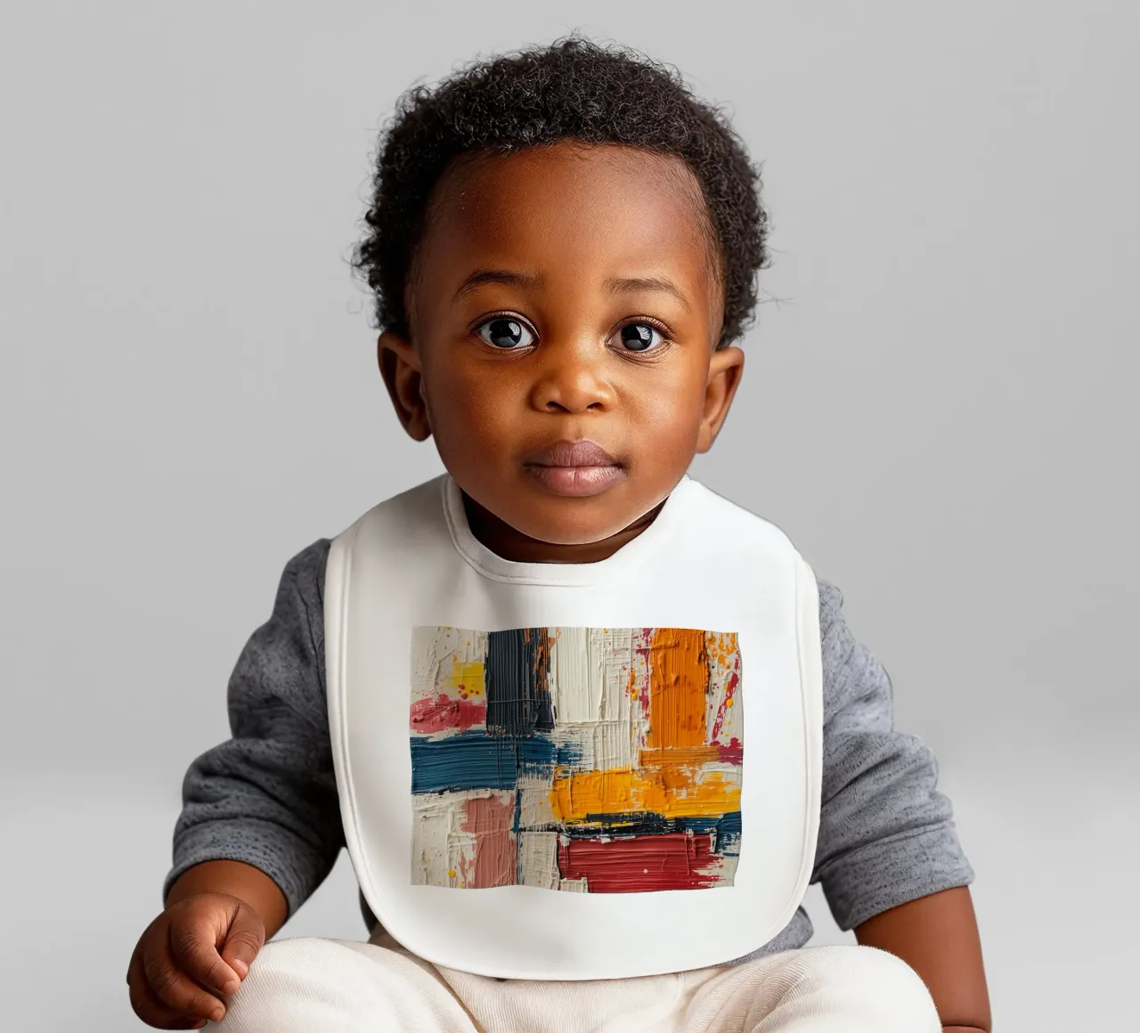 Abstract Square Painting with Textured Color Blocks baby bib by DesignDoodle
