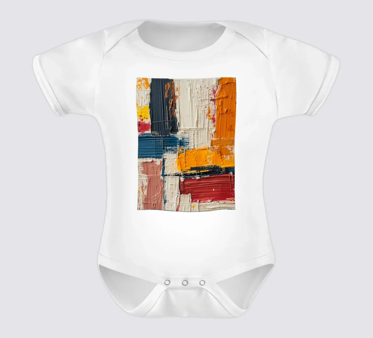 Abstract Square Painting with Textured Color Blocks short-sleeve baby romper by DesignDoodle