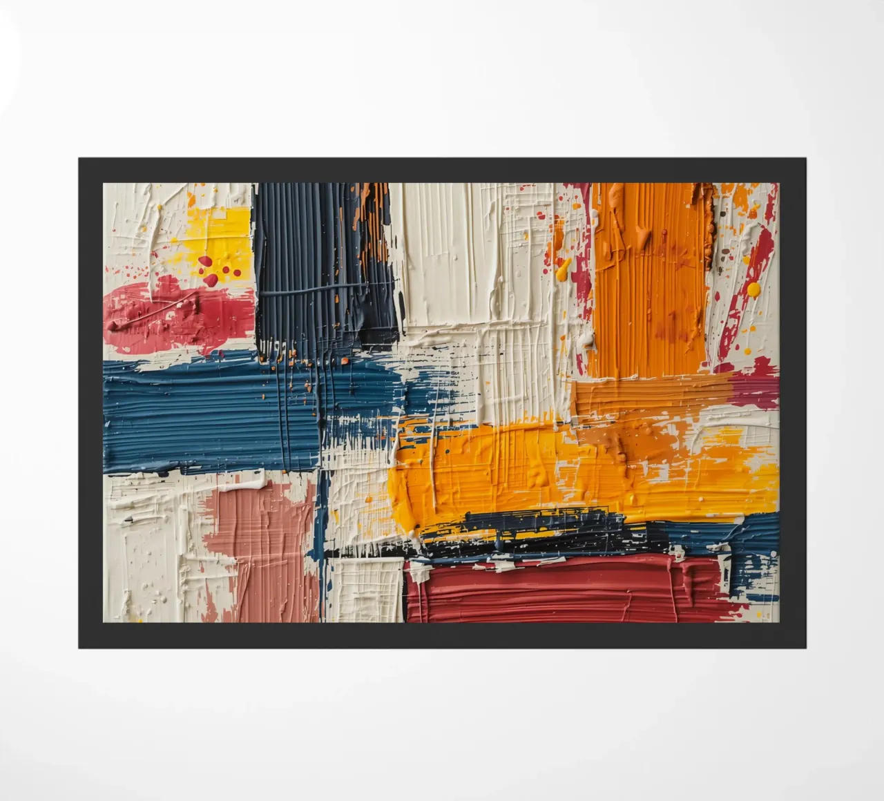 Abstract Square Painting with Textured Color Blocks doormat by DesignDoodle