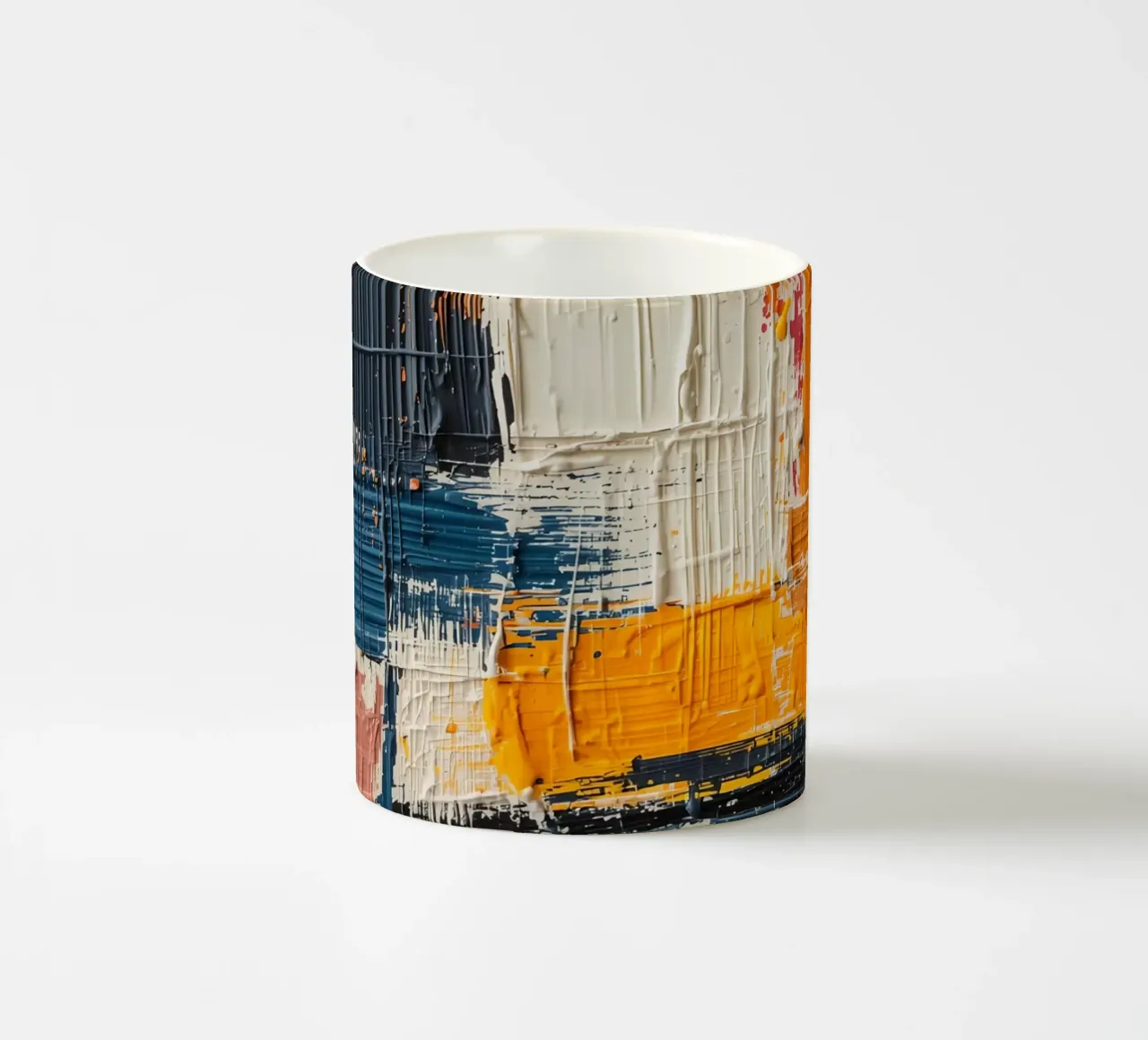 Abstract Square Painting with Textured Color Blocks ceramic mug by DesignDoodle