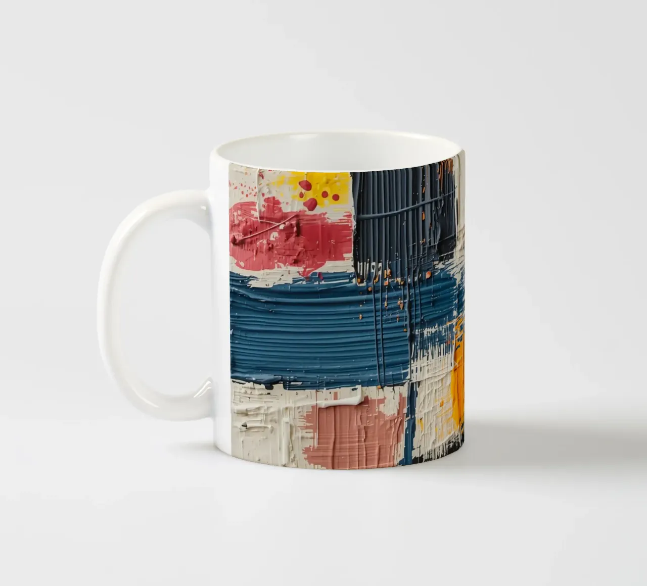 Abstract Square Painting with Textured Color Blocks ceramic mug by DesignDoodle