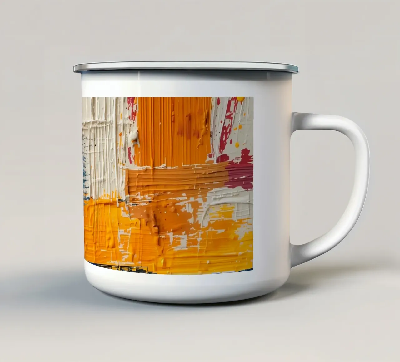 Abstract Square Painting with Textured Color Blocks enamel mug by DesignDoodle