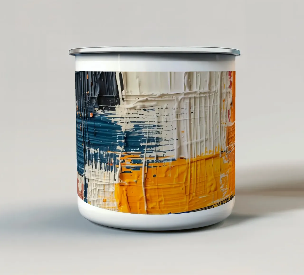Abstract Square Painting with Textured Color Blocks enamel mug by DesignDoodle
