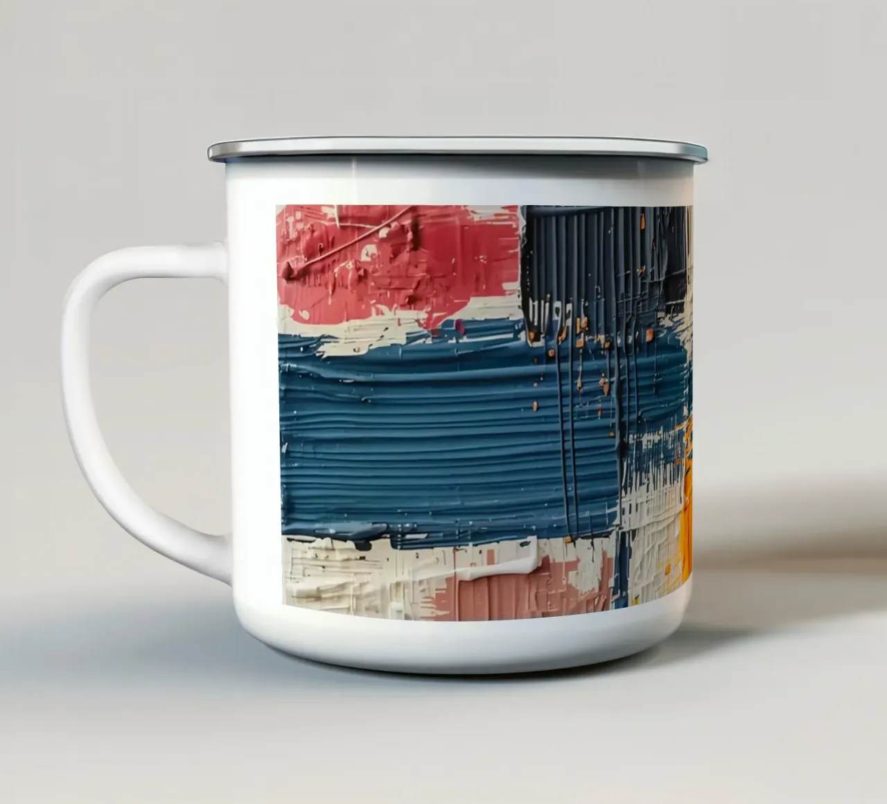 Abstract Square Painting with Textured Color Blocks enamel mug by DesignDoodle