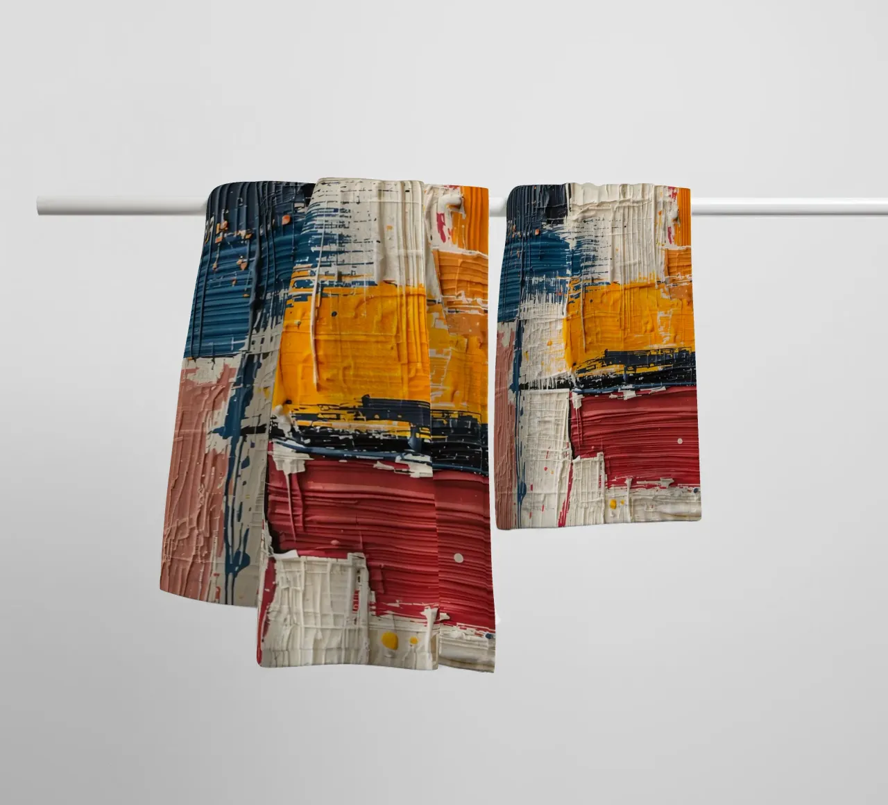 Abstract Square Painting with Textured Color Blocks towel by DesignDoodle