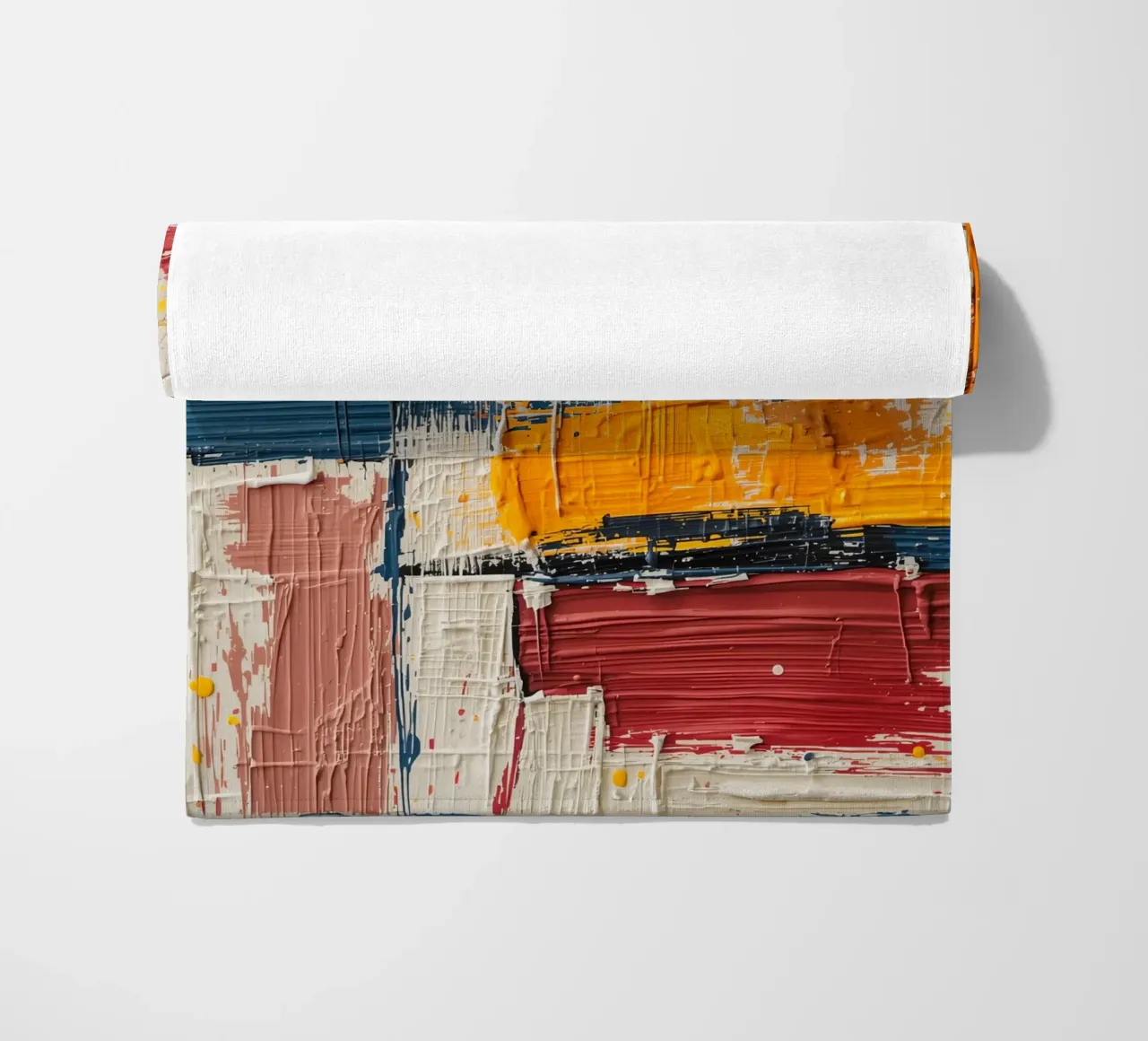 Abstract Square Painting with Textured Color Blocks beach towel by DesignDoodle