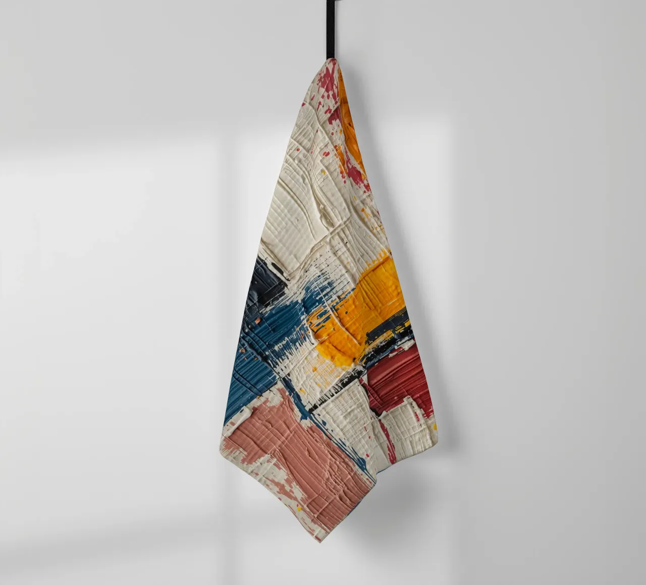Abstract Square Painting with Textured Color Blocks tea towel by DesignDoodle
