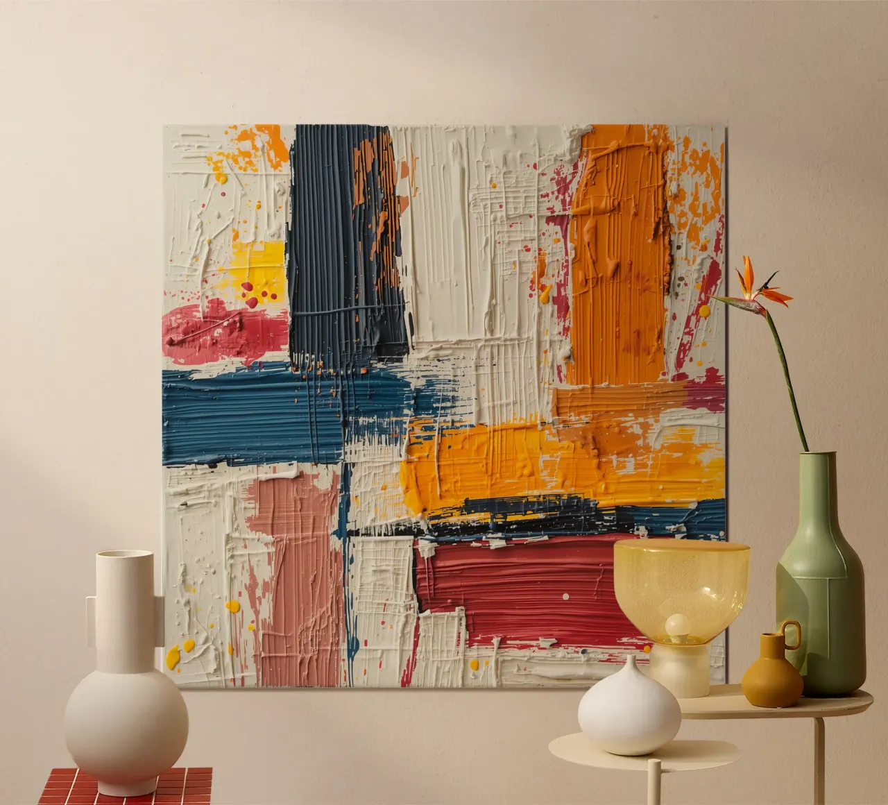 Abstract Square Painting with Textured Color Blocks hahnemühle by DesignDoodle