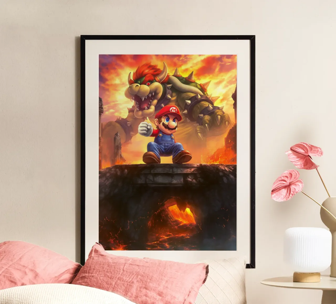 Super Mario Bros poster con telaio in alluminio da Fleur de Lys