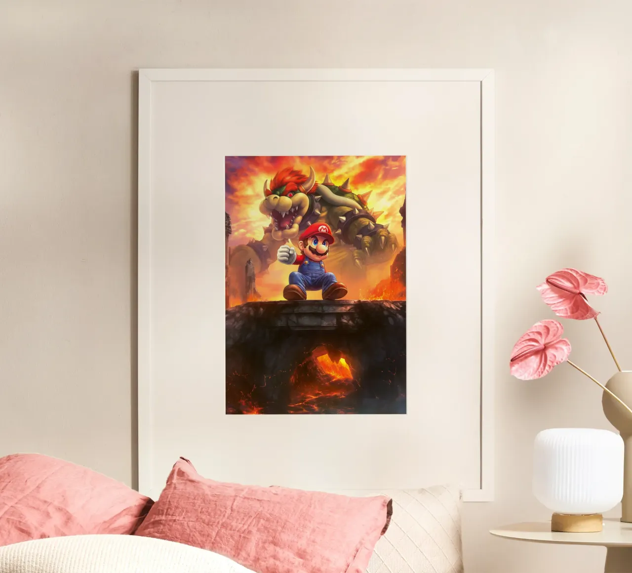 Super Mario Bros poster con telaio in alluminio da Fleur de Lys