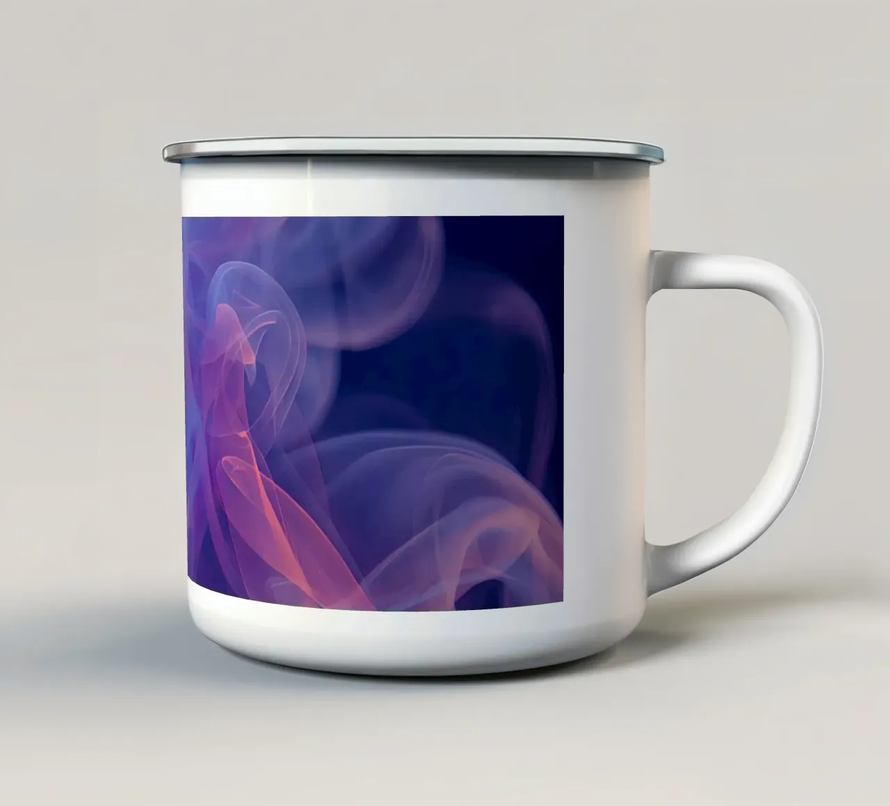 Fumo colorato vorticoso astratto su sfondo scuro tazza in smalto da DesignDoodle