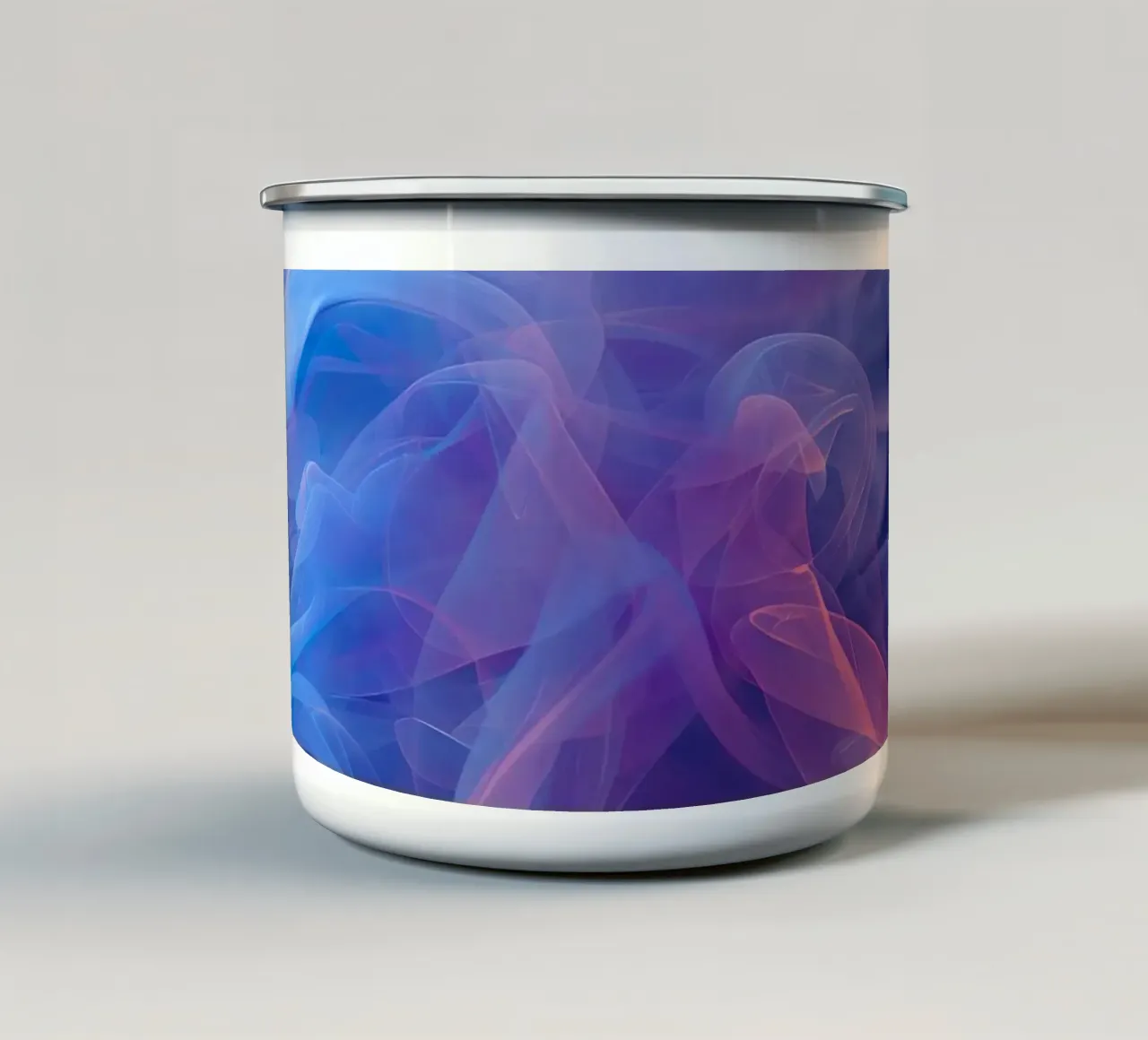 Fumo colorato vorticoso astratto su sfondo scuro tazza in smalto da DesignDoodle