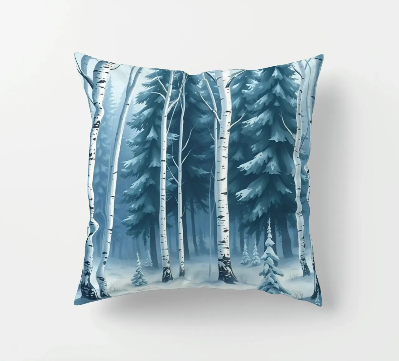Un sereno paese delle meraviglie invernale: Una foresta innevata di querce e di querce cuscino da Artistic-shop