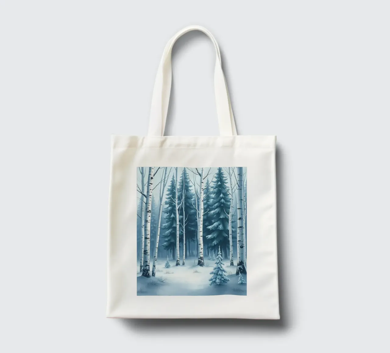 Un sereno paese delle meraviglie invernale: Una foresta innevata di querce e di querce borsa in juta da Artistic-shop