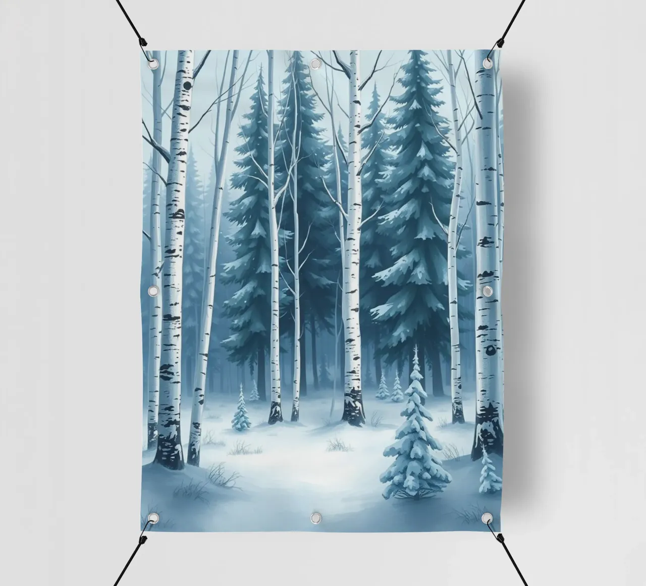 Un sereno paese delle meraviglie invernale: Una foresta innevata di querce e di querce telo in pvc da Artistic-shop