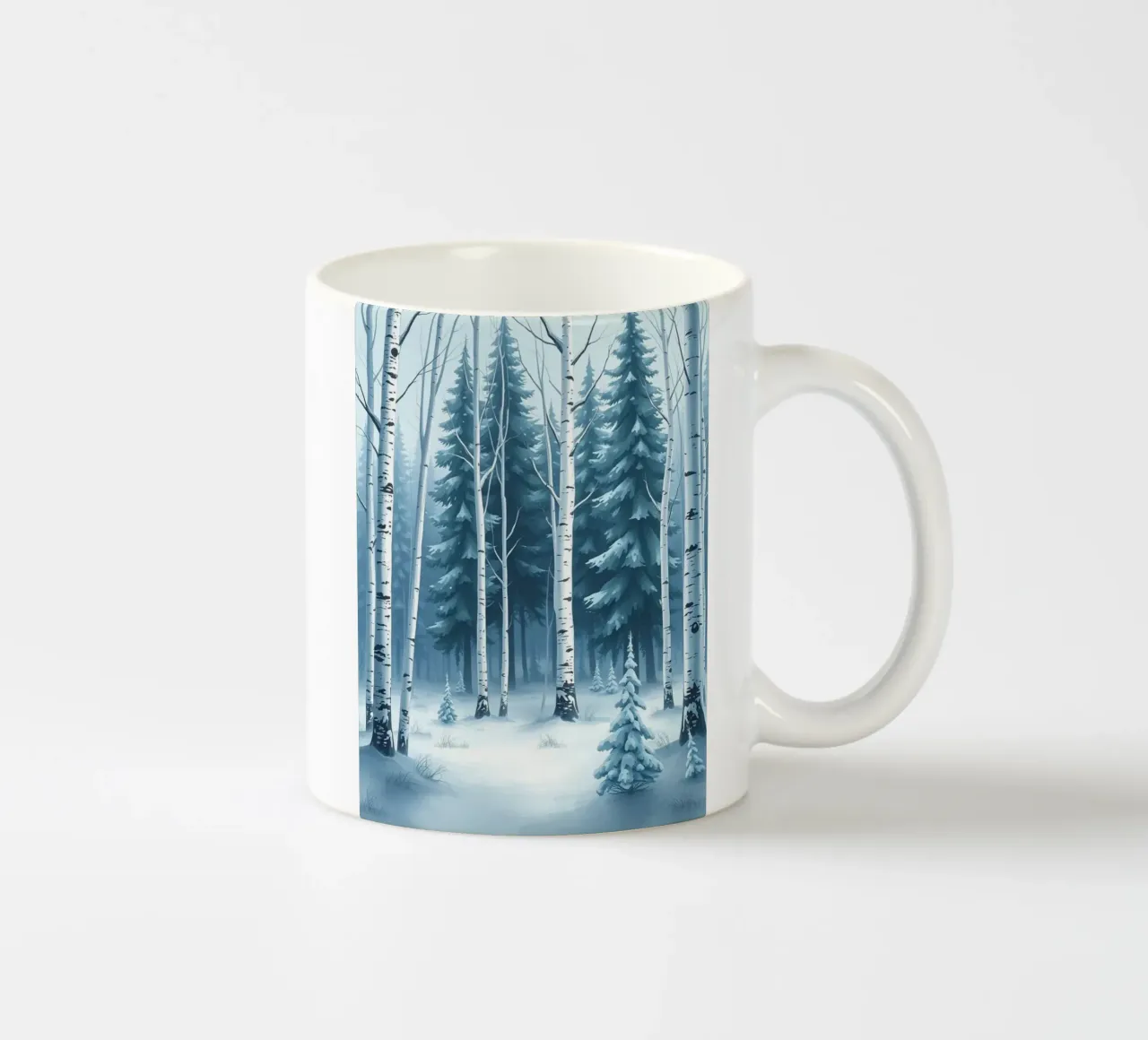 Un sereno paese delle meraviglie invernale: Una foresta innevata di querce e di querce tazza in ceramica da Artistic-shop